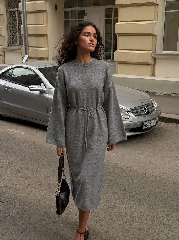 Alexandra | Women's Jumper Dress - Color:Dark Gray