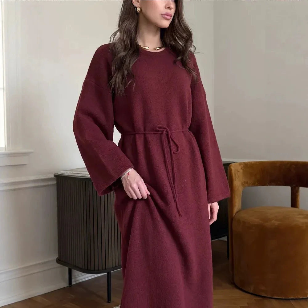 Alexandra | Women's Jumper Dress - Color:Deep Red