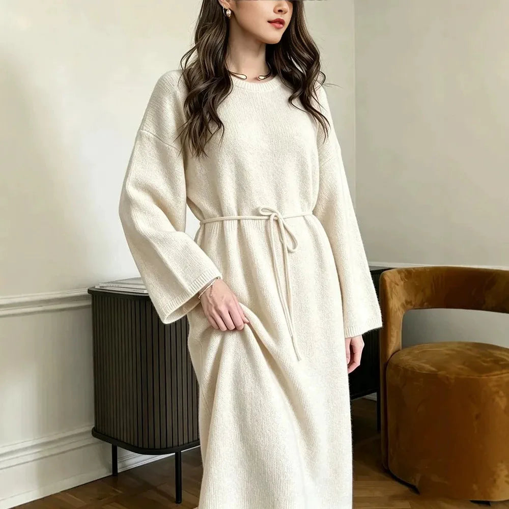 Alexandra | Women's Jumper Dress - Color:Off-White