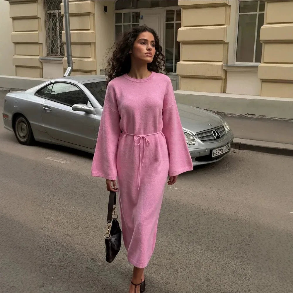Alexandra | Women's Jumper Dress - Color:Pink