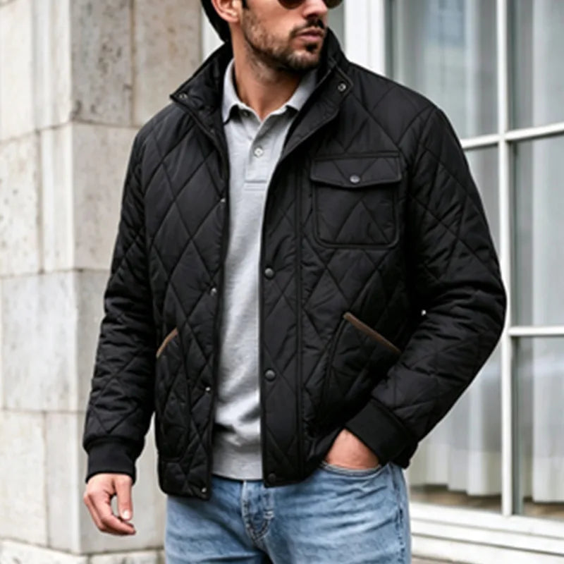 Alistair | Men's Diamond-Quilted Padded Jacket - Black