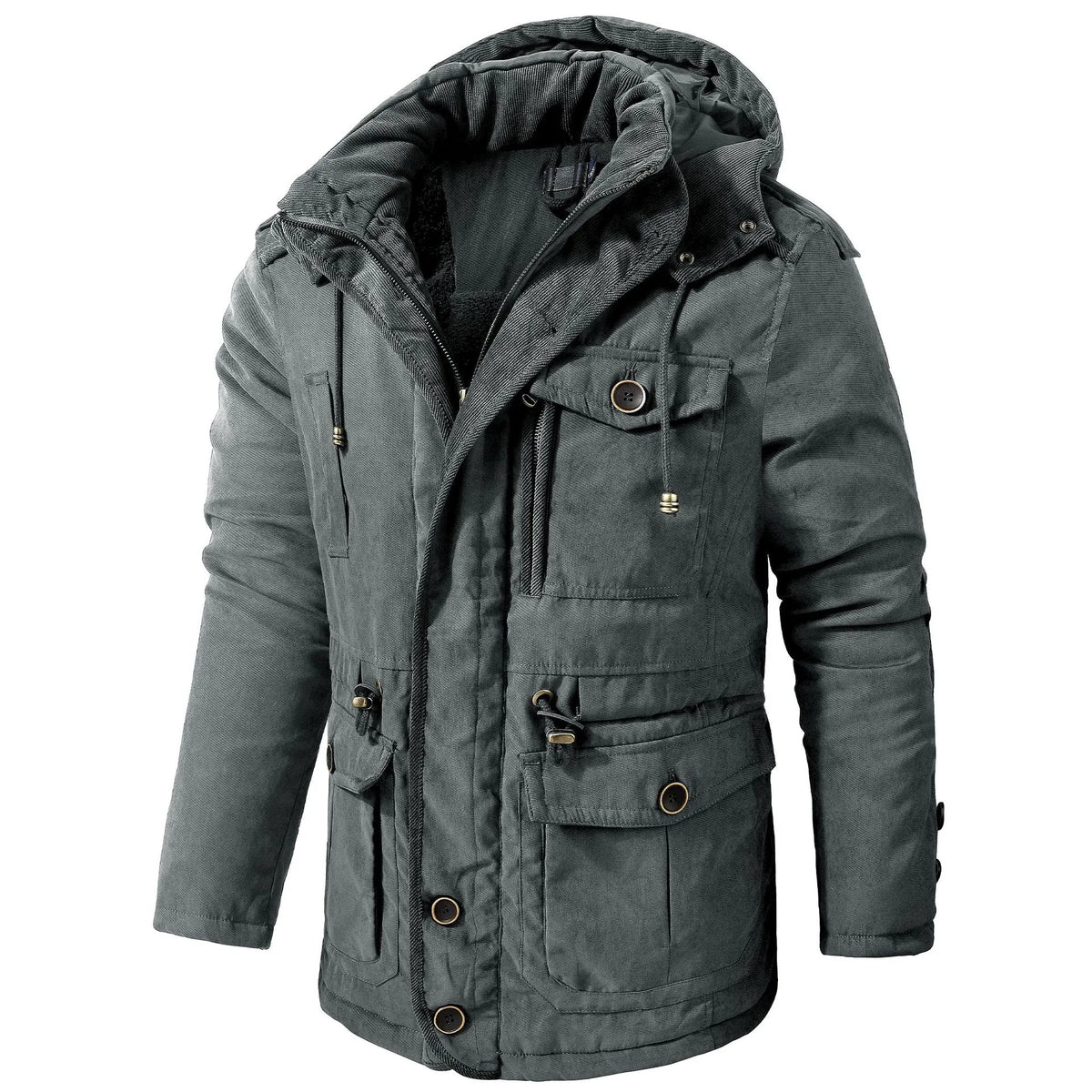 Altitude | Men's Insulated Hooded Multi-Pocket Utility Jacket Regular price - Color:Grey;Size:XS