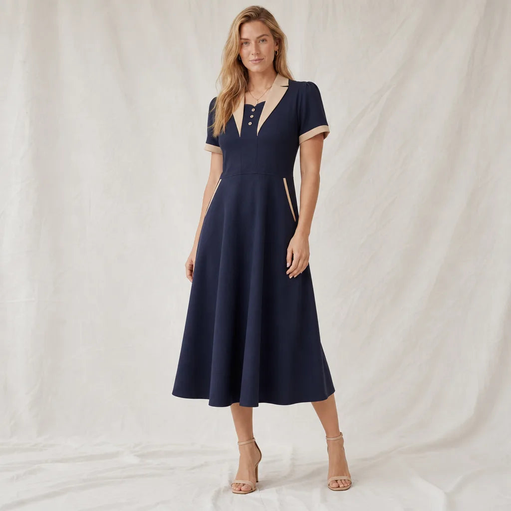 Women's Blue Grilie Blazer Collar Dress