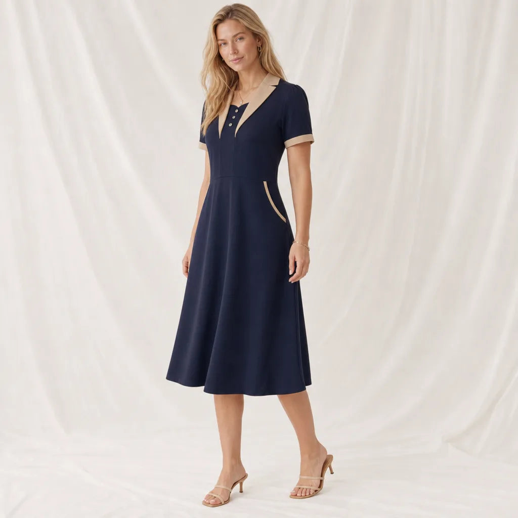 Women's Blue Grilie Blazer Collar Dress