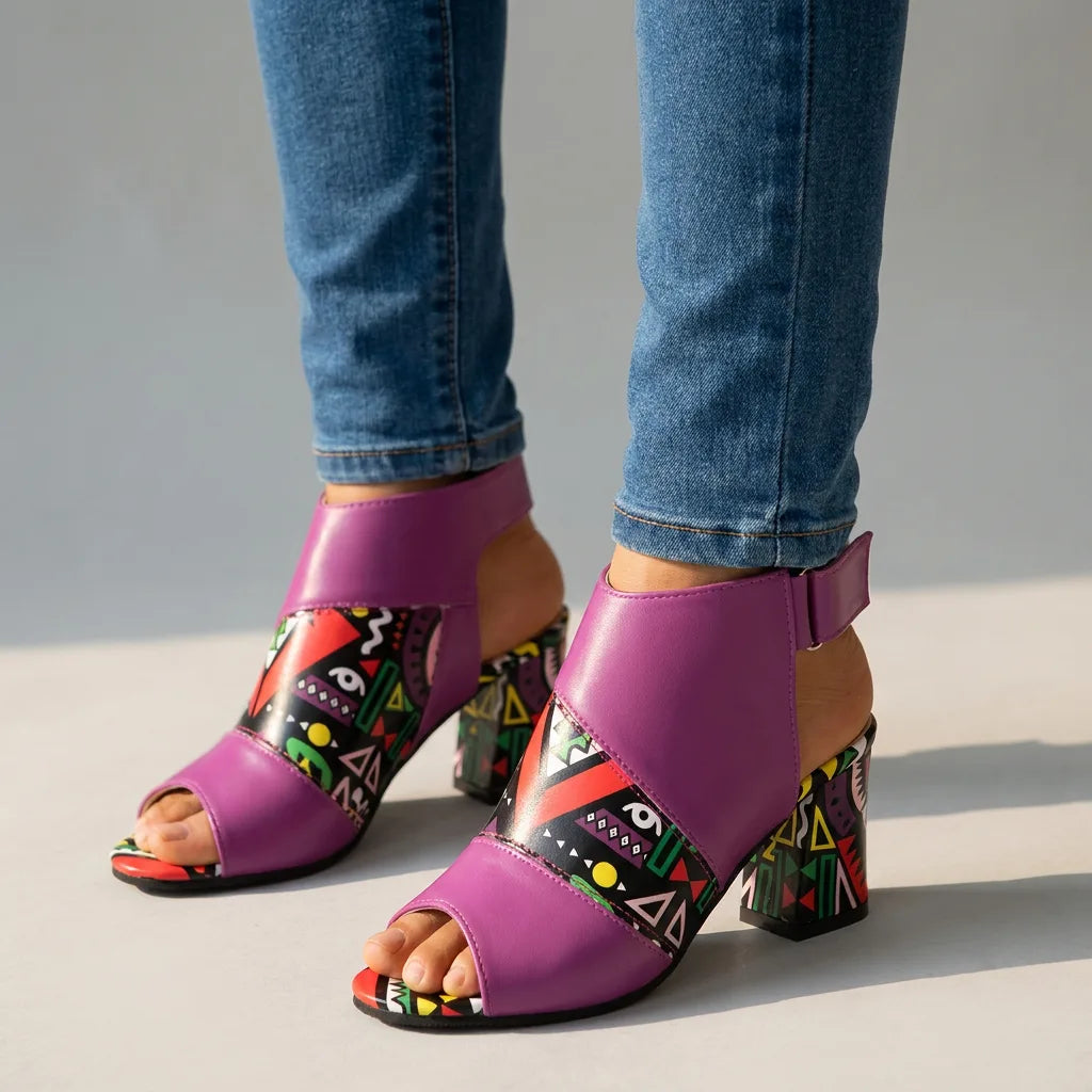 Amira Mosaic Sandals - Color:Purple;Size:35