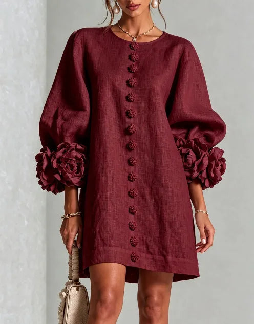 Amirah | Women's Sculptural Mini Dress - Size:XS;Color:Burgundy