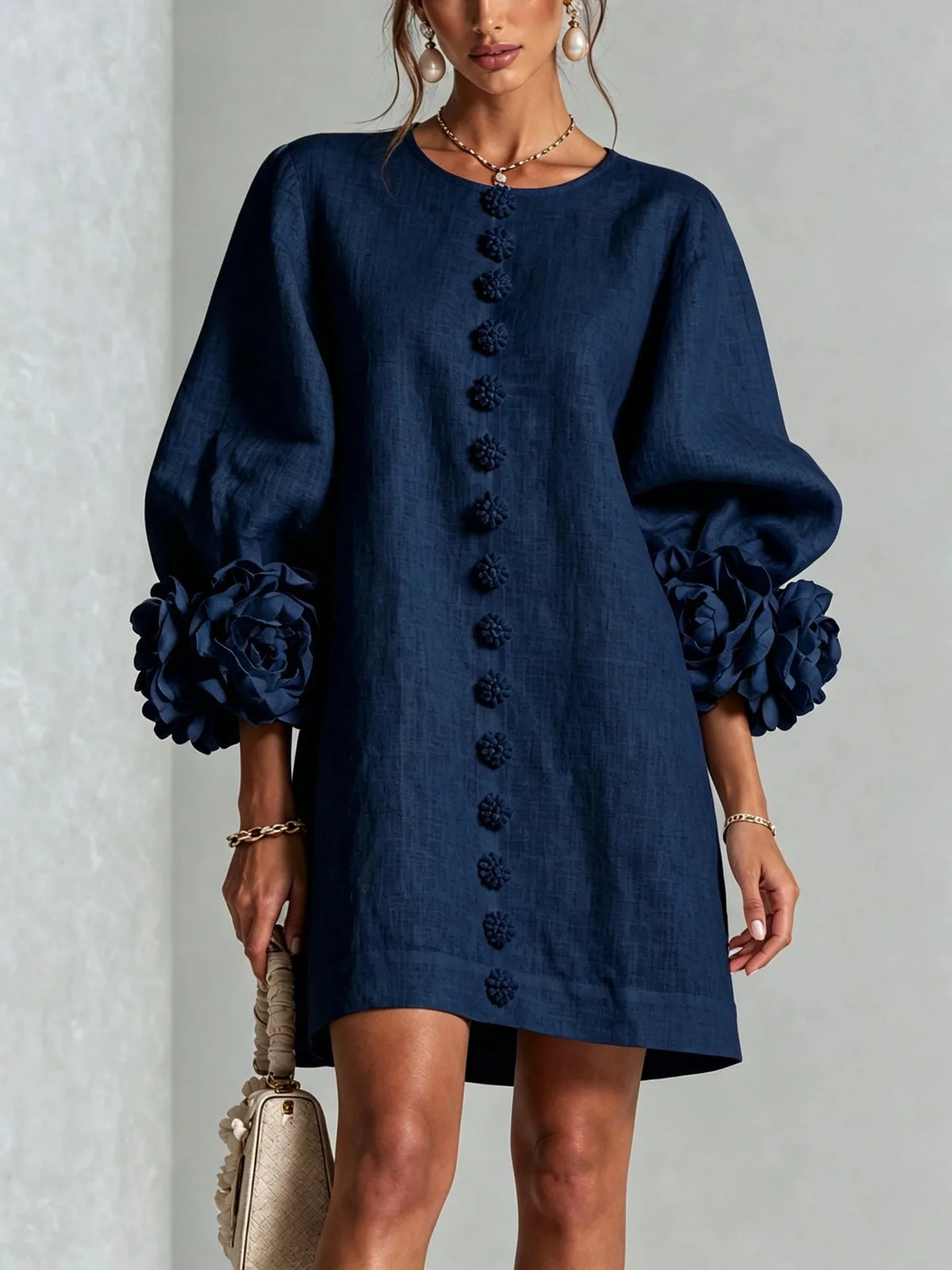 Amirah | Women's Sculptural Mini Dress - Size:XS;Color:Navy Blue