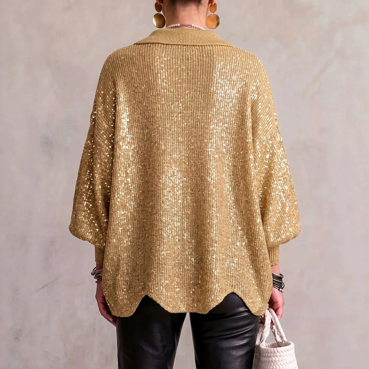 Women's Annalise | Women's Scalloped Hem Chunky Collared Cardigan