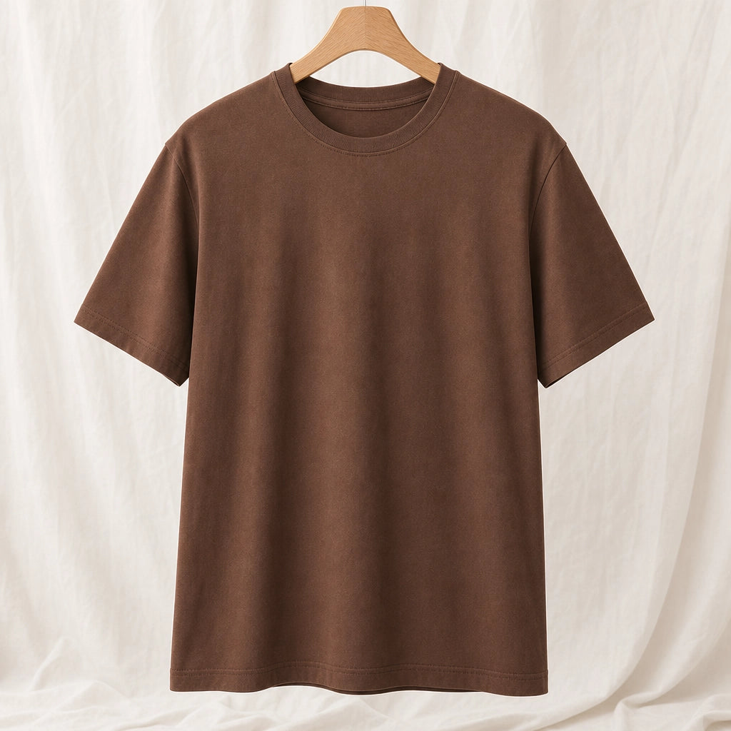 Anson Brushed Cotton Tee - Color:Dark Brown;Size:S