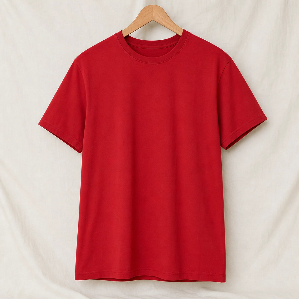 Anson Brushed Cotton Tee - Color:Wine Red;Size:S