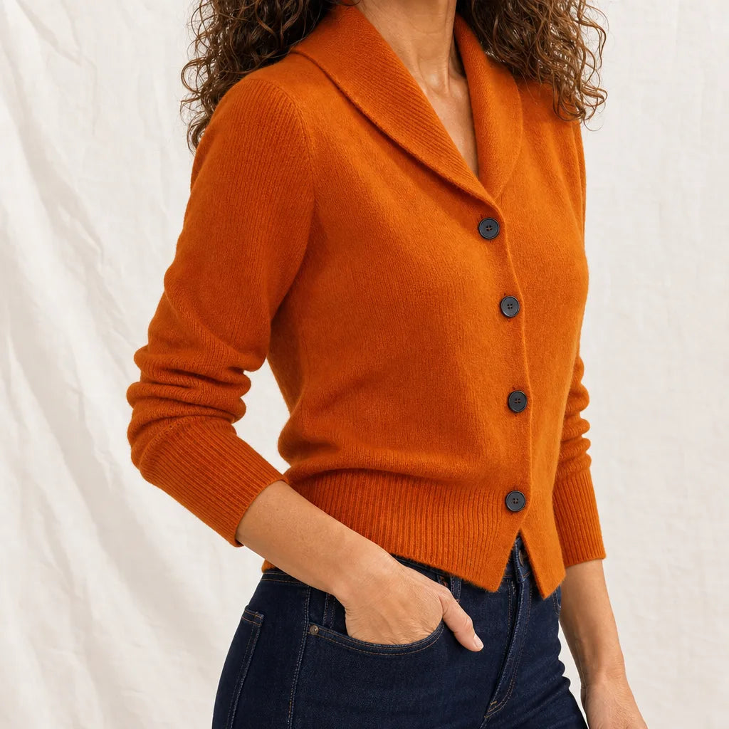 Women's Orange Pennington Button Knit Cardigan