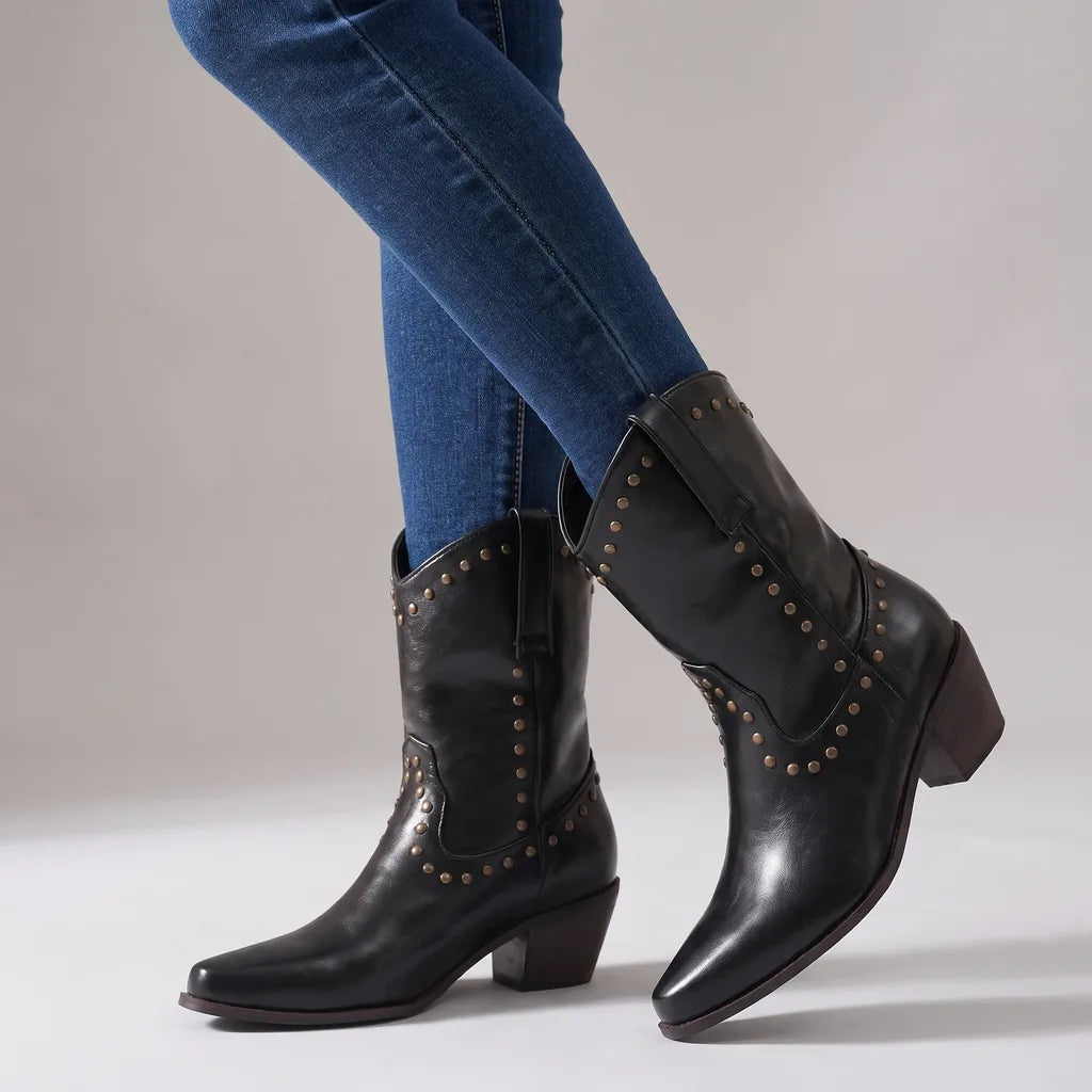 Antonia | Women's Orthopaedic Western Boots - Color:Black;Size:35