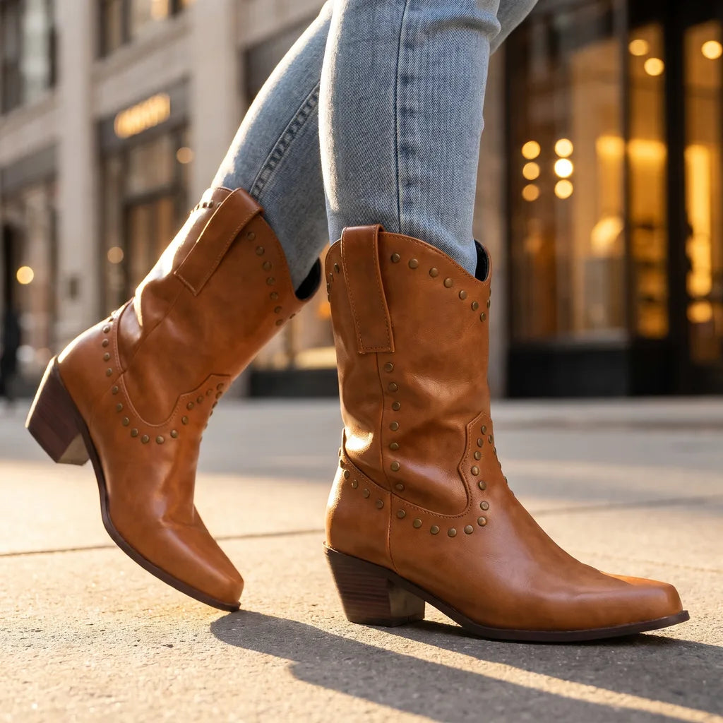 Women's Yellow George Studded Ankle Boots