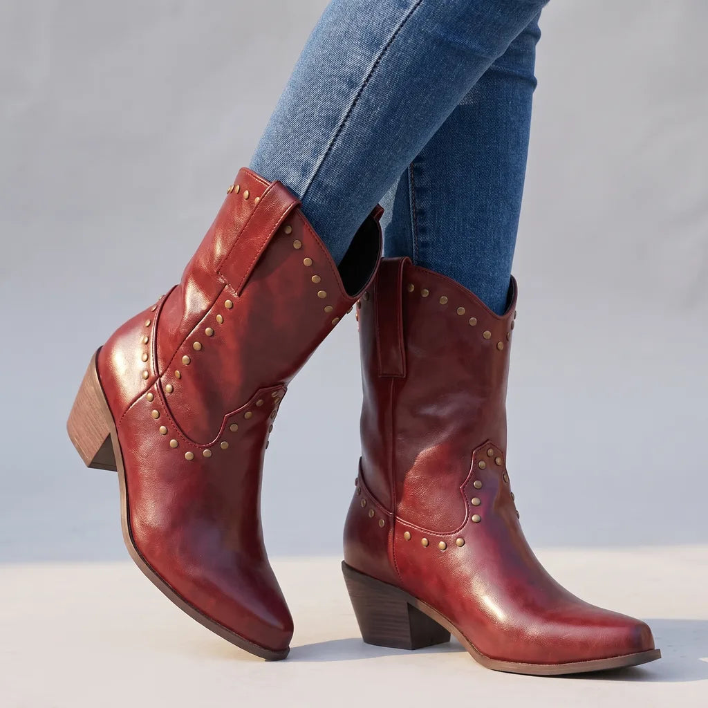Antonia | Women's Orthopaedic Western Boots - Color:Red;Size:35