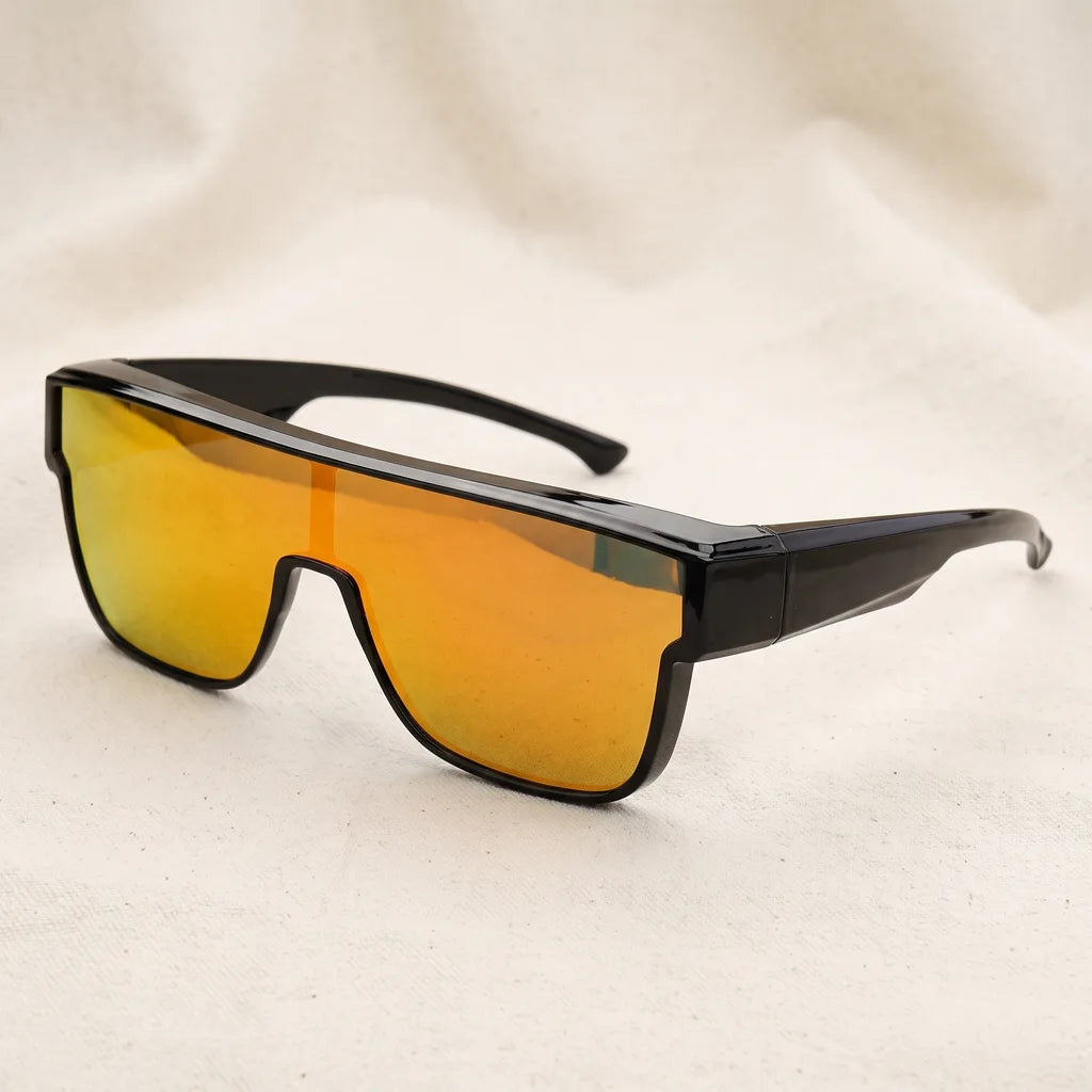 Men's Matte Black Frame Yellow Lenses Lottie Oversized Square Shades