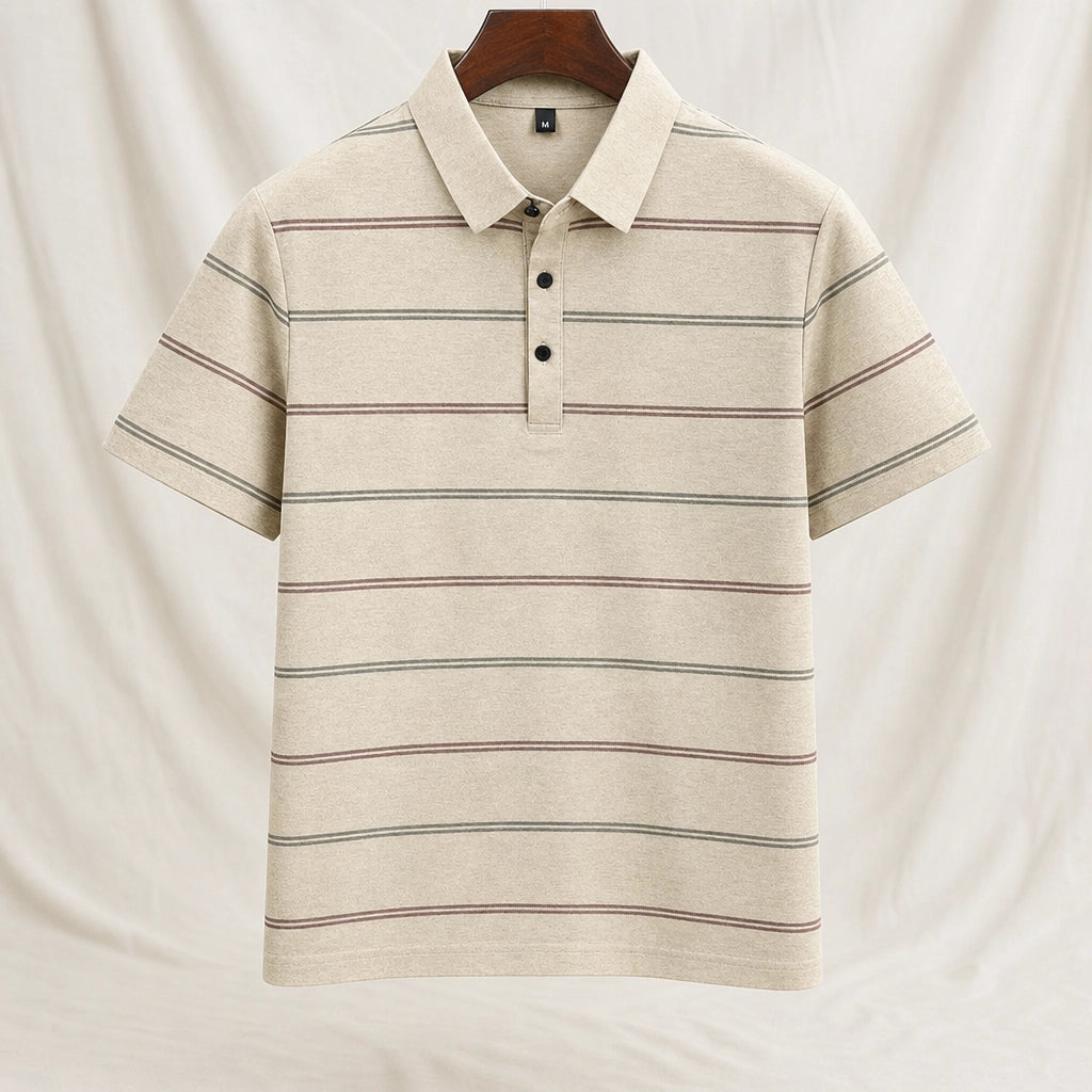 Nixon Striped Knit Polo Shirt - Color:Apricot;Size:S