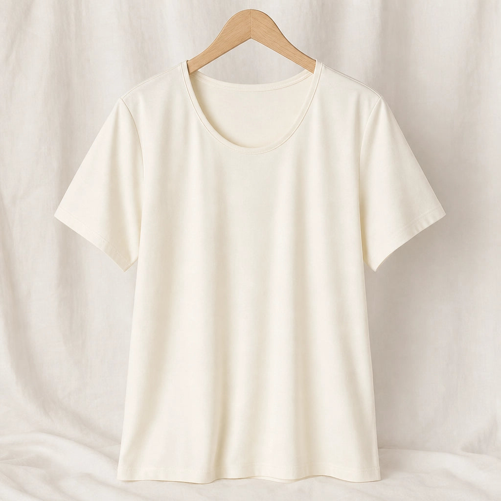 Heath Cotton V-Neck T-Shirt - Color:Apricot;Size:S