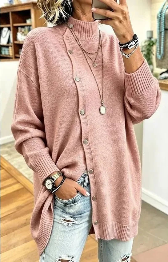 Arabella | Women's Longline Knit Cardigan  - Color:Pink;Size:XS