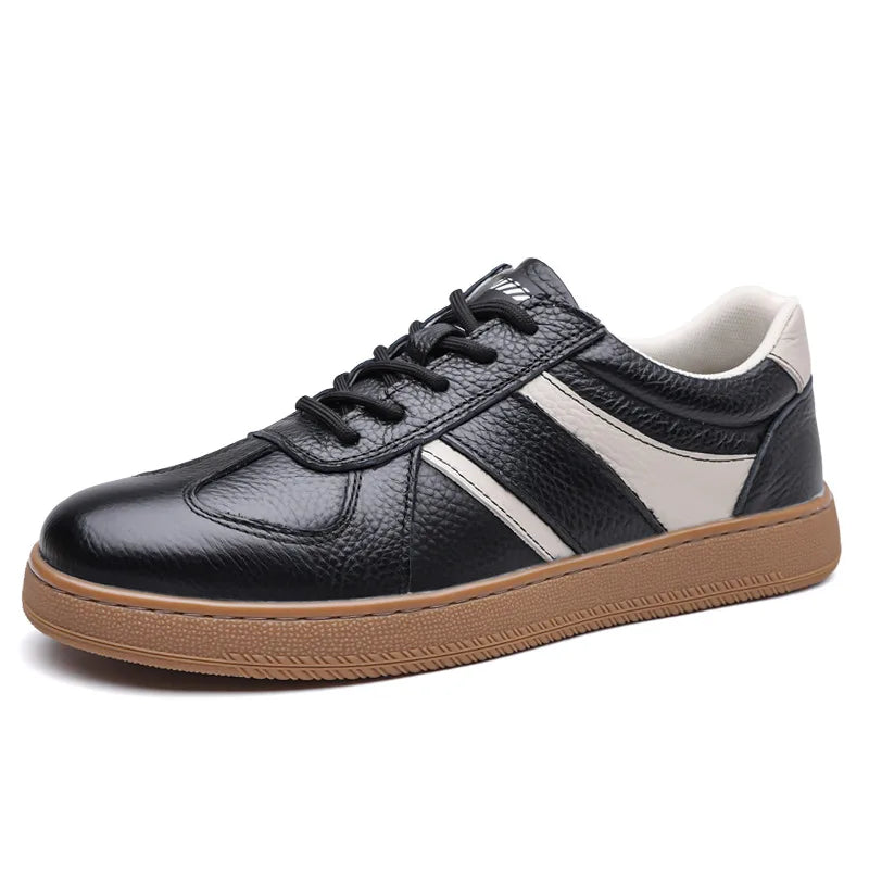 Arden | Men's Orthopaedic Leather Trainers - Color:Black;Size:38