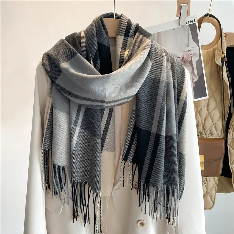 Aria | Women's Classic Winter Designer Scarf - Color:Gray