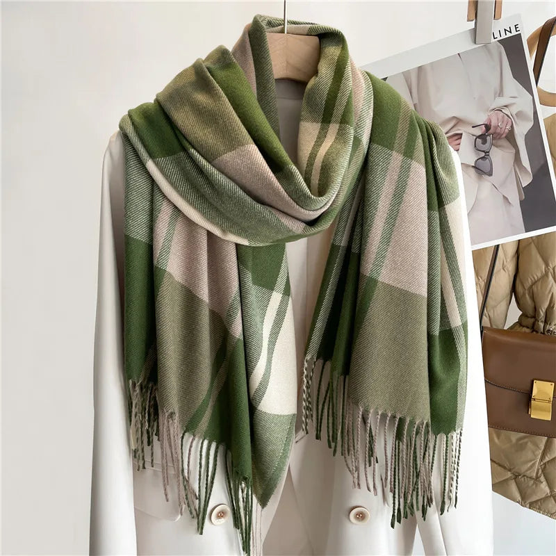 Aria | Women's Classic Winter Designer Scarf - Color:Green