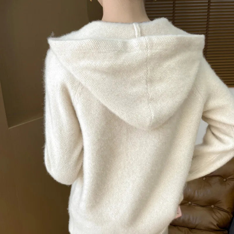 Women's Aria | Women's Wool Cosy Hooded Zip Cardigan