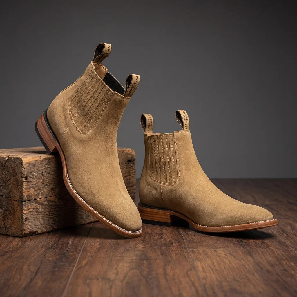 Arman  | Men's Western Chelsea Boots   - Color:Beige;Size:38