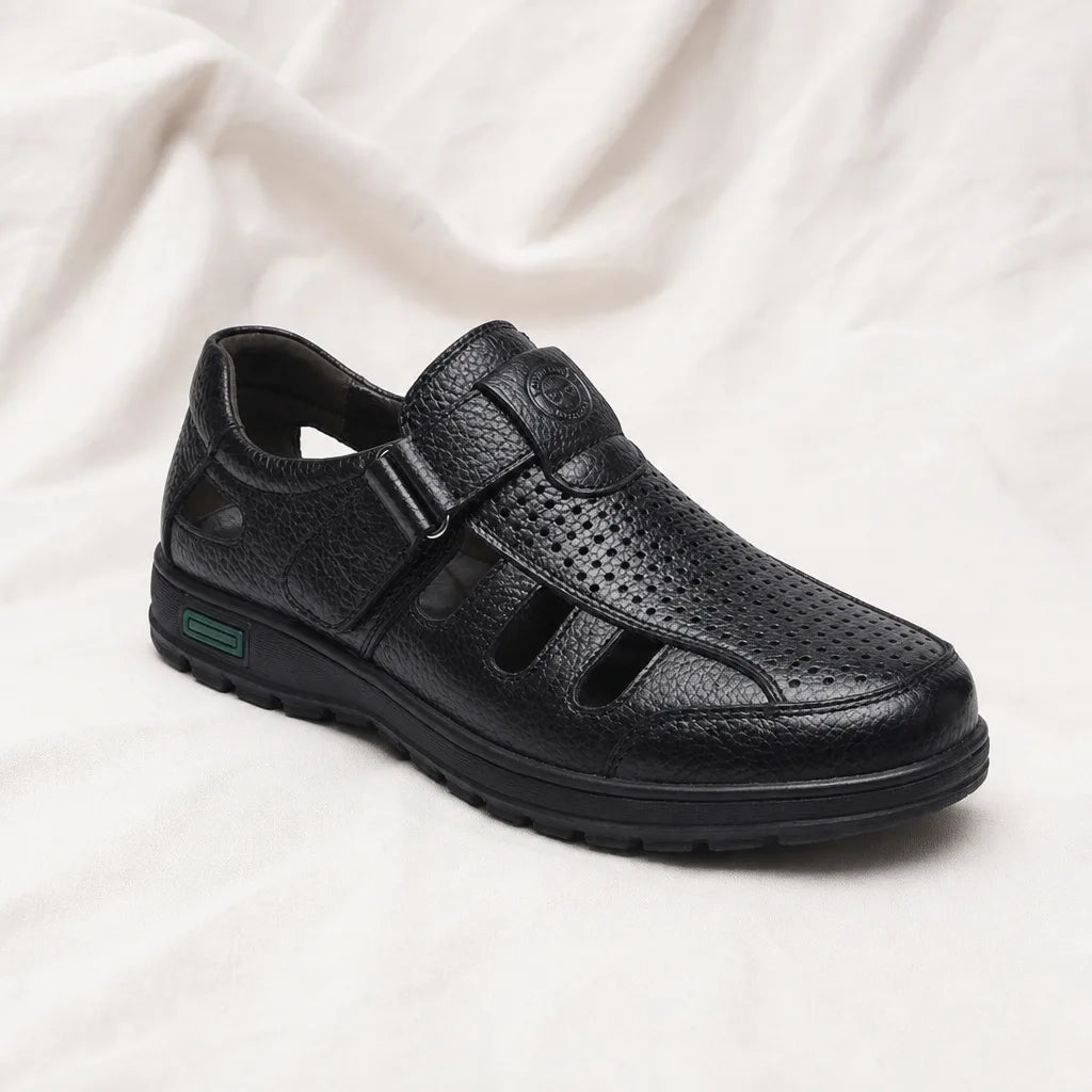 Men's Black Arthur  Cut-Out Sandals