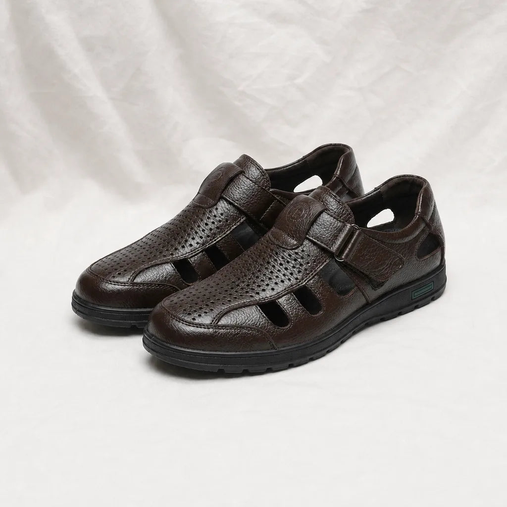 Arthur Cut-Out Sandals - Color:Brown;Size:38