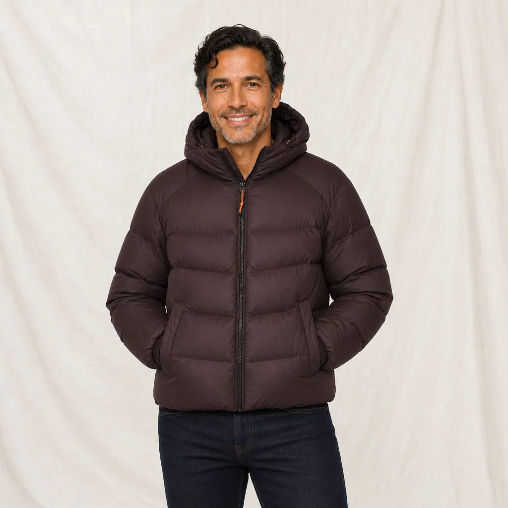 Men's Brown Waverly Hooded Puffer Jacket