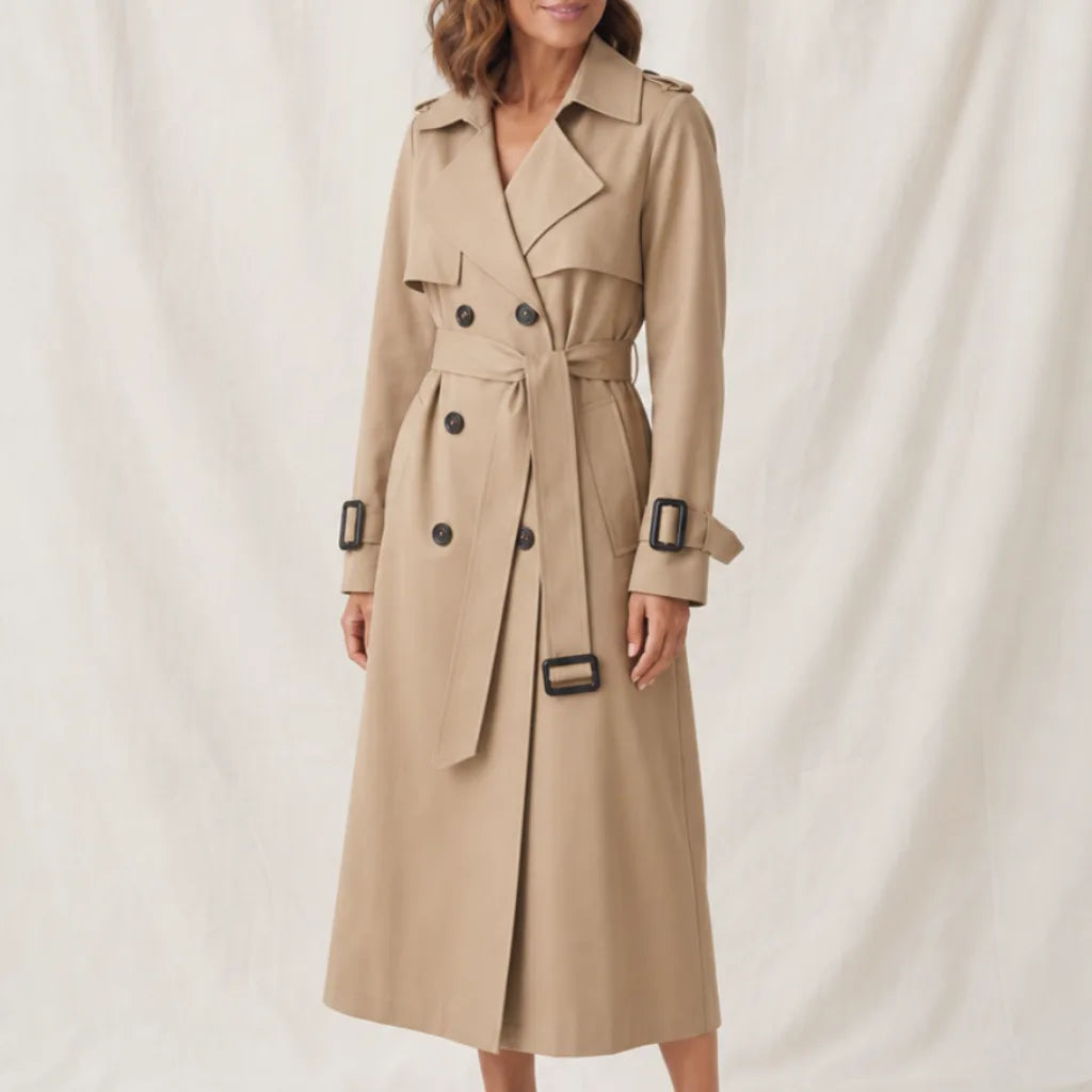 Atticus Double Breasted Trench Coat - Color:Beige;Size:XS
