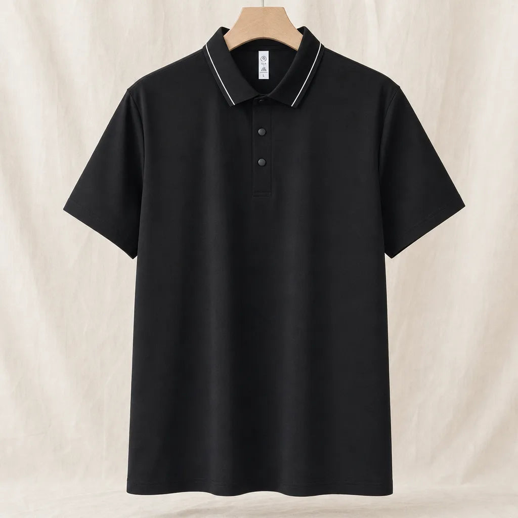 August Stretch Knit Polo Shirt - Color:Black;Size:XS