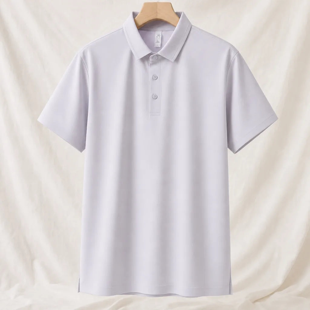 August Stretch Knit Polo Shirt - Color:Light Purple;Size:XS