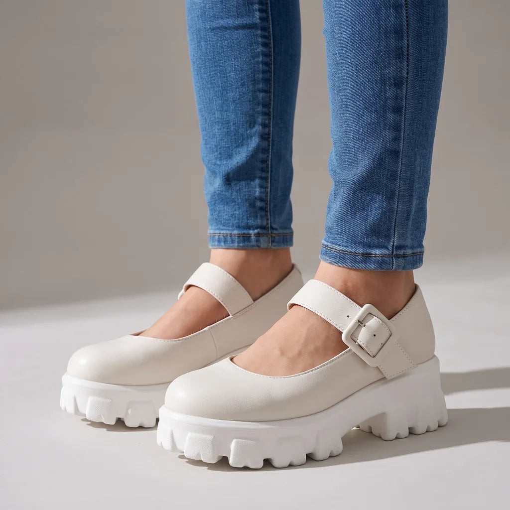 Aurelia | Women's Orthopaedic Mary Jane Shoes - Color:Beige;Size:35