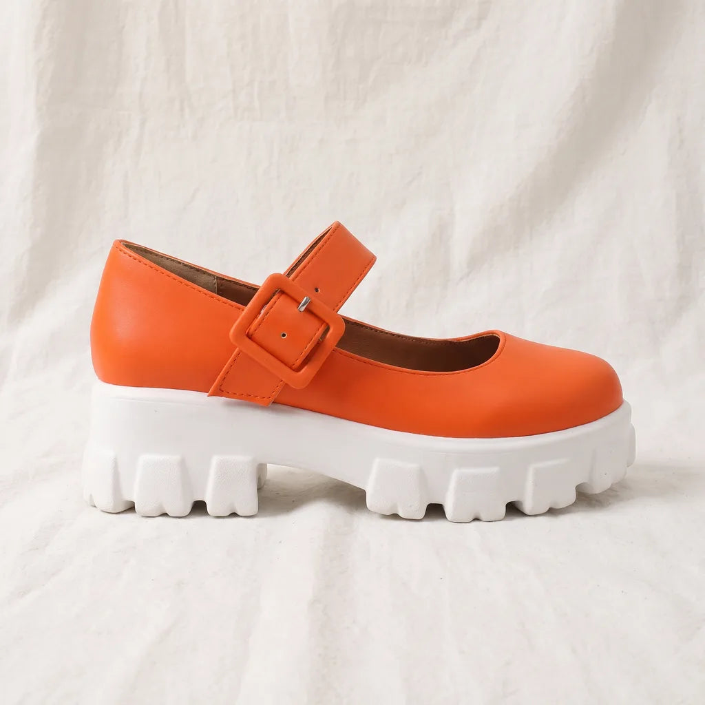 Women's Orange Ryder Platform Mary Janes