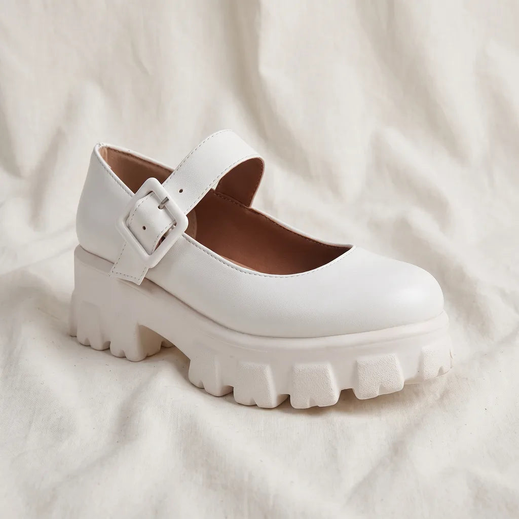 Women's White Ryder Platform Mary Janes