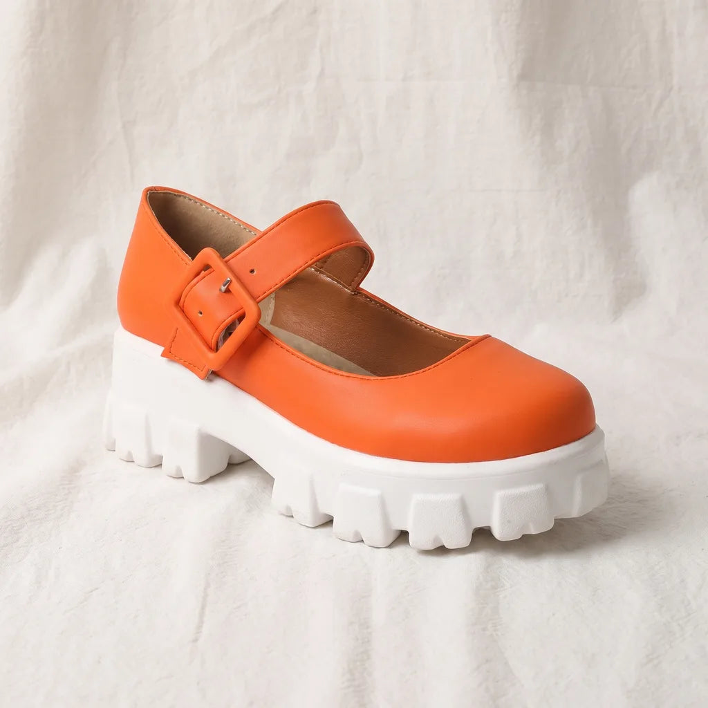 Women's Orange Ryder Platform Mary Janes