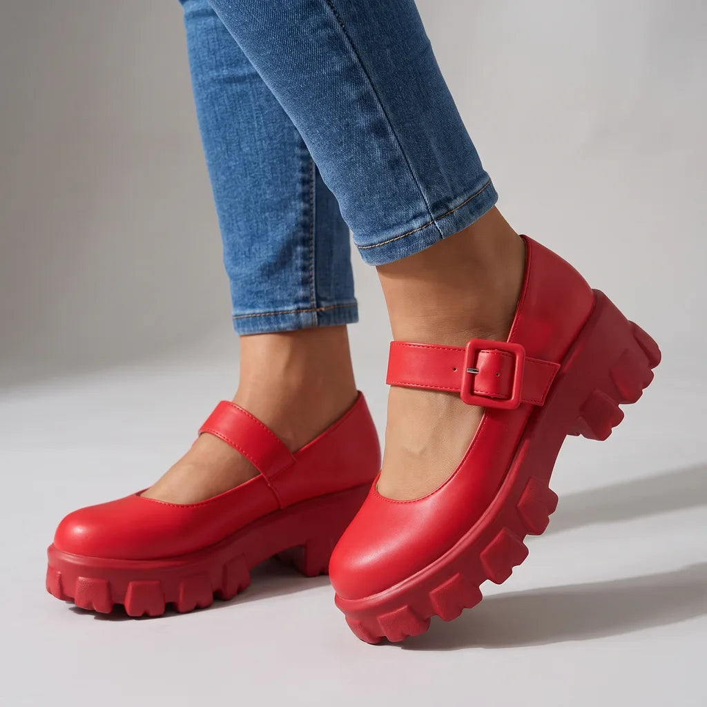 Aurelia | Women's Orthopaedic Mary Jane Shoes - Color:Red;Size:35