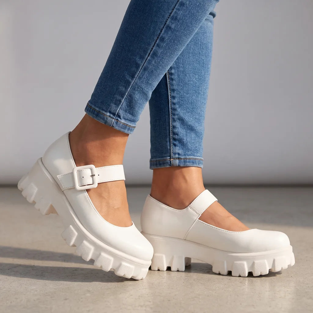 Aurelia | Women's Orthopaedic Mary Jane Shoes - Color:White;Size:35