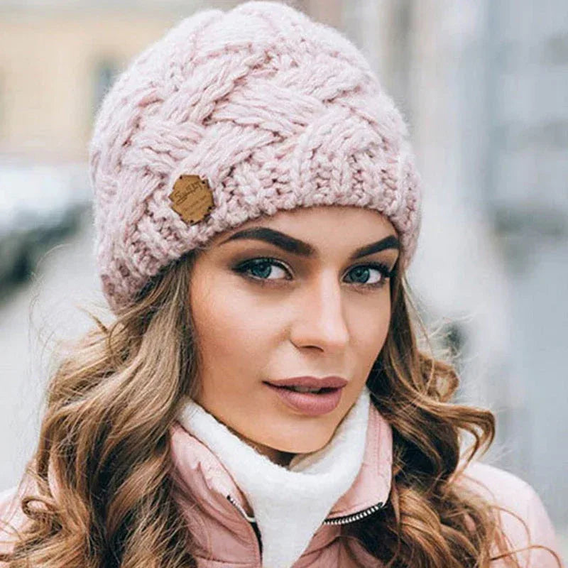 Ava | Women's Warm Knitted Hat  - Color:Pink;Size:One Size