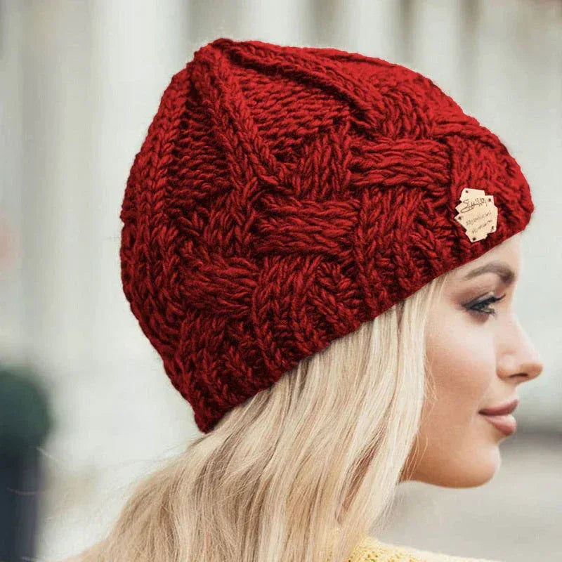 Ava | Women's Warm Knitted Hat  - Color:Red;Size:One Size