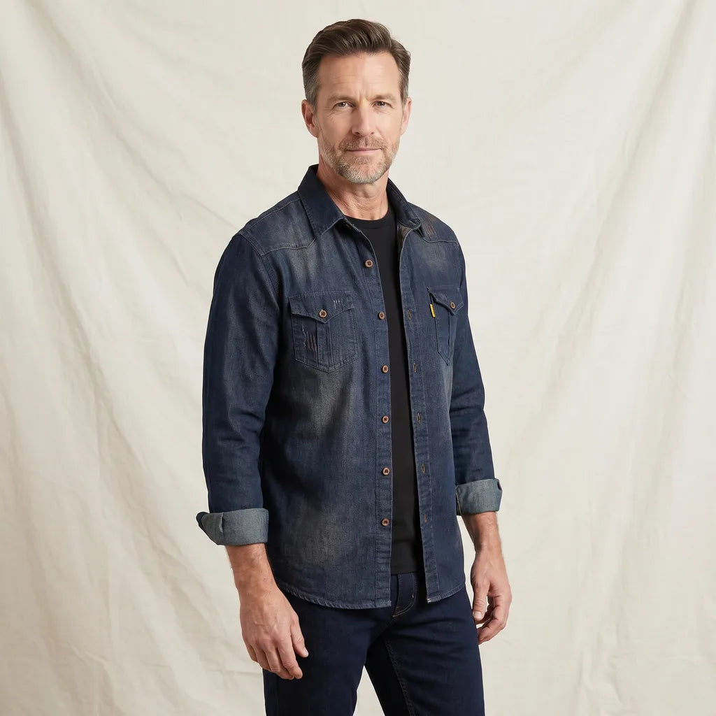 Men's Mid Blue Barrett Cotton Denim Shirt