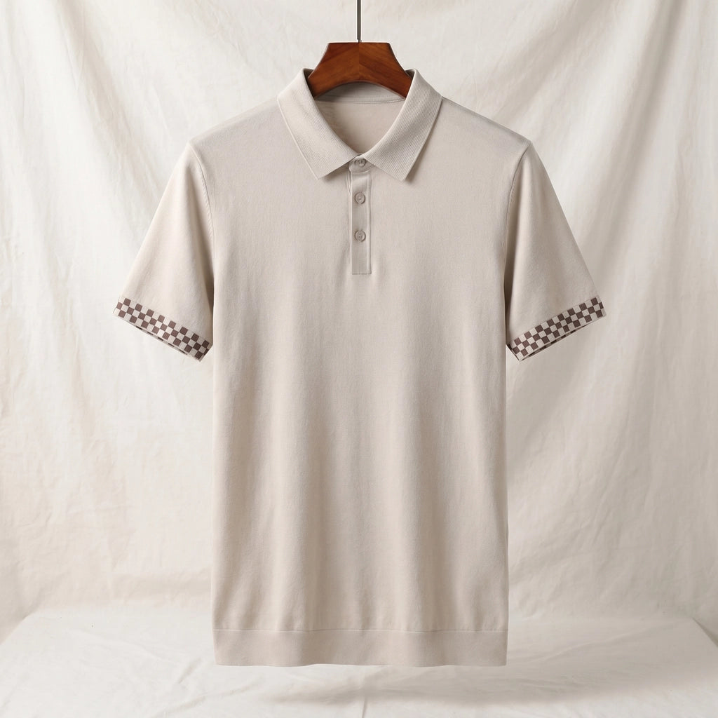 Baxter Checkered Polo - Color:Beige;Size:M