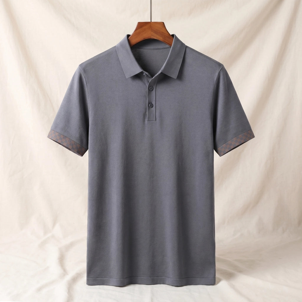 Baxter Checkered Polo - Color:Medium Grey;Size:M