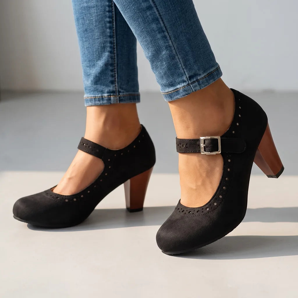 Beatrice | Womens Platform Mary Jane Heels Shoes - Color:Black;Size:35