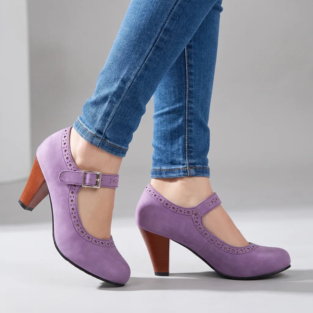 Beatrice | Womens Platform Mary Jane Heels Shoes - Color:Purple;Size:35