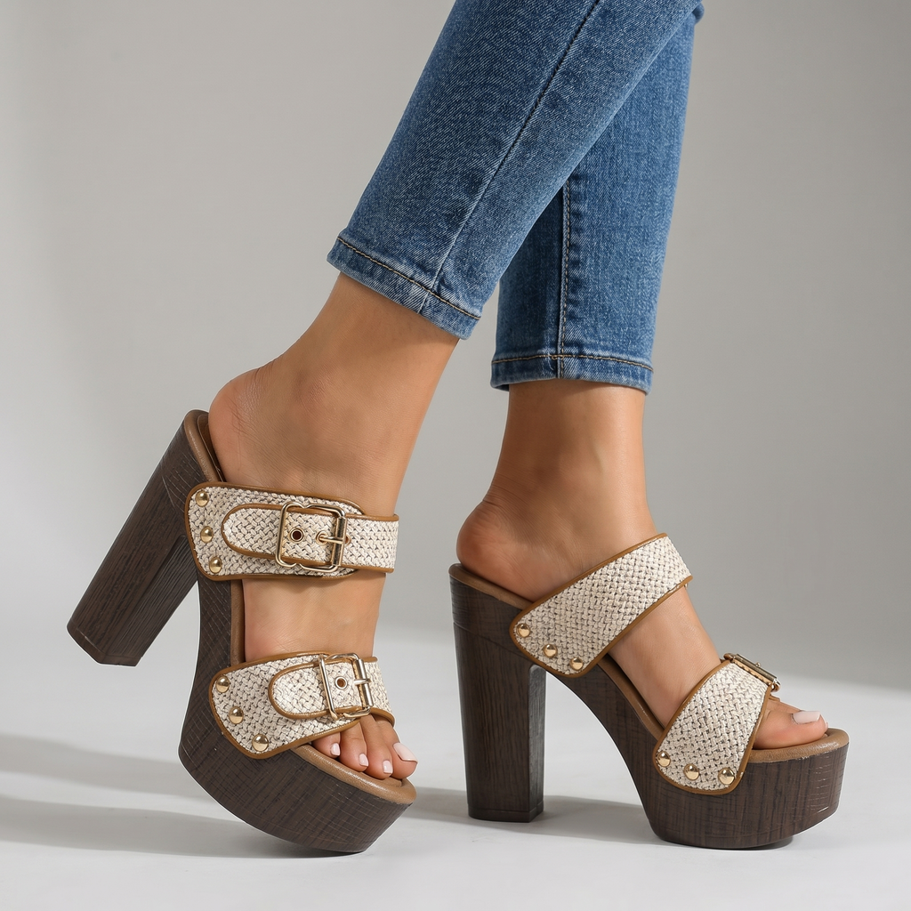 Vanessa | Womens Buckle Strap Block Heels