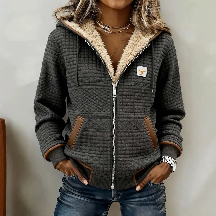 Bertha | Women's Fleece Zip Hooded Jacket  - Color:Gray;Size:XS