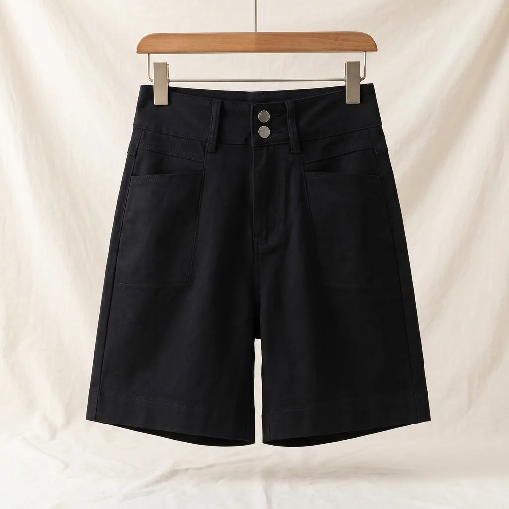 Beverly High Waist Shorts - Color:Black;Size:S: recommended under (99 lb)