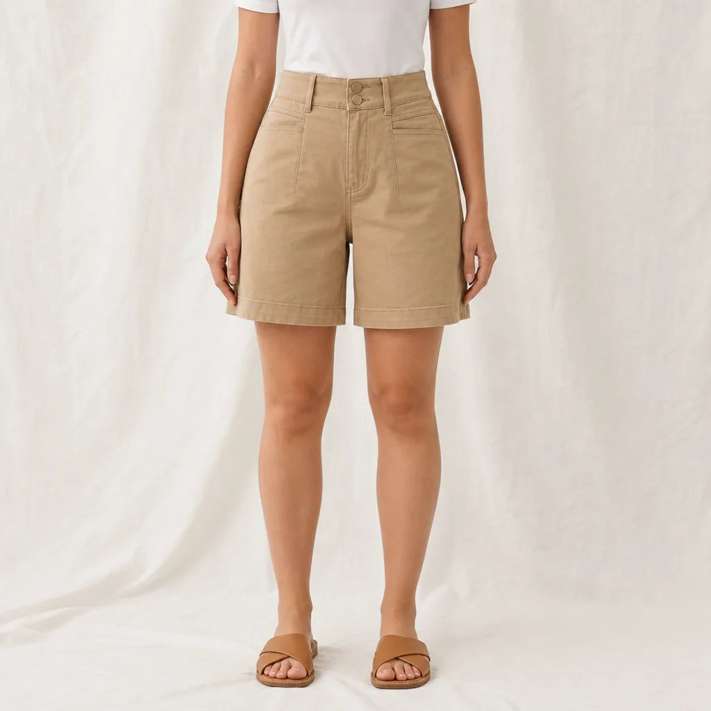Women's Khaki Beverly High Waist Shorts
